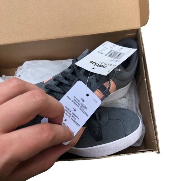 Brand New Adidas VL Court 2.0 Grey Glow Pink Size 7 - Picture 8 of 11